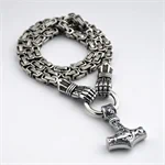 שרשרת כפולה עם תליון פטיש סגנון ויקינג גותי לגבר